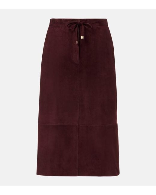 Max Mara Purple Suede Midi Skirt