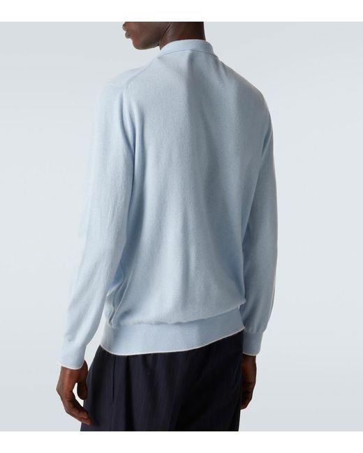arch4 Blue Cashmere Polo Sweater for men