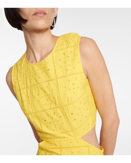 Ganni Yellow Maize Broderie Anglaise Cut-Out Dress