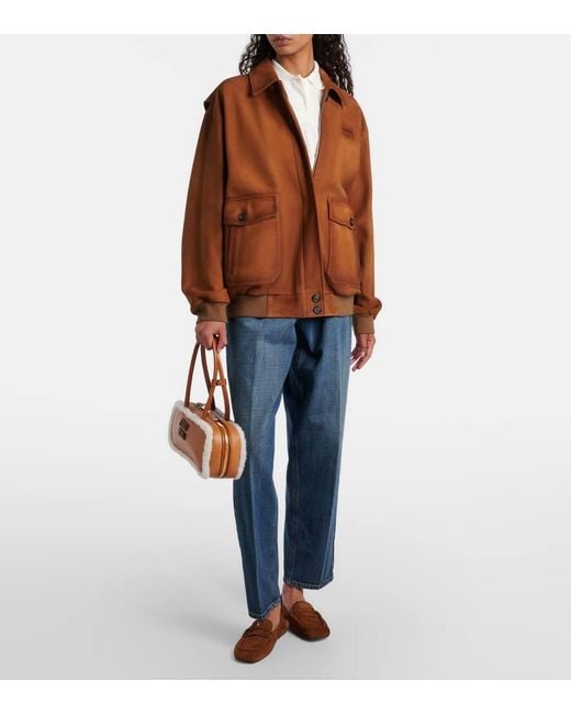Bolso Arcadie Medium De Piel Miu Miu de color Brown