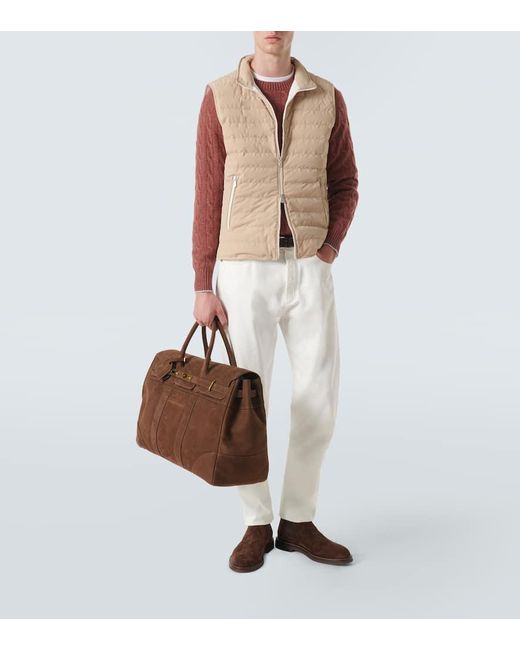 Brunello Cucinelli Brown Leather Duffel Bag for men
