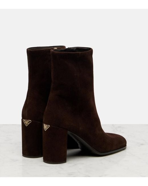 Prada Brown Suede Ankle Boots