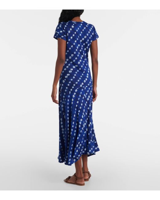 Polo Ralph Lauren Blue Linen Printed Midi Dress