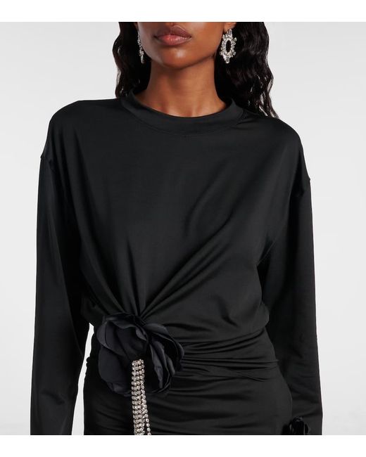 Area Black Top Aus Jersey Mit Kristallen