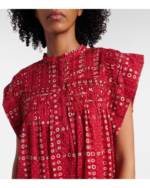 Isabel Marant Red Leazali Printed Cotton Minidress