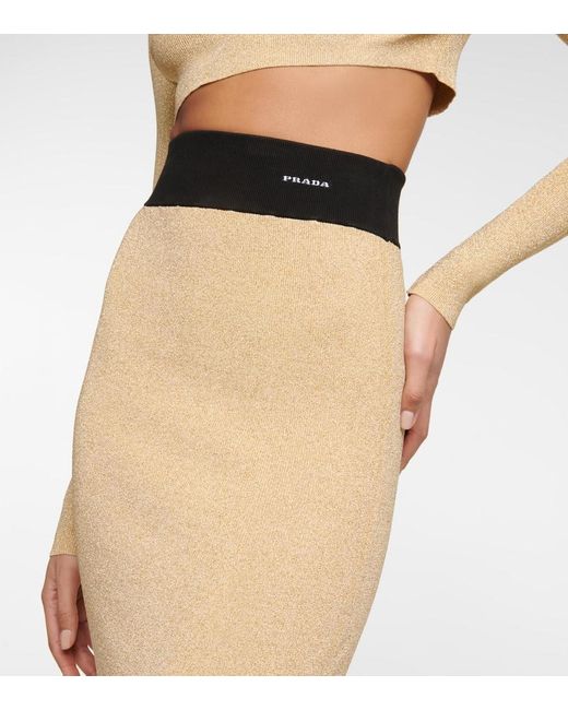 Prada Natural Lame Midi Skirt