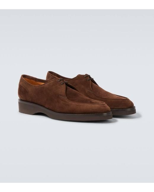 John Lobb Brown Ted Suede Derby Shoes for men