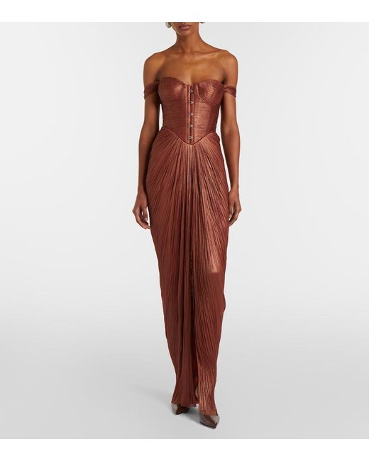 Maria Lucia Hohan Red Susie Silk Bustier Gown