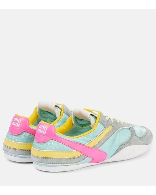 Miu Miu Green Gymnasium Suede And Technical Sneakers