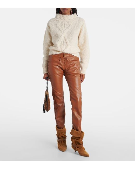 Isabel Marant Brown Schmale Hose Cyerra Aus Leder
