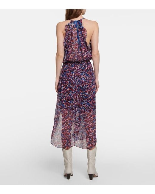 Isabel Marant Purple Fadelo Printed Chiffon Maxi Dress