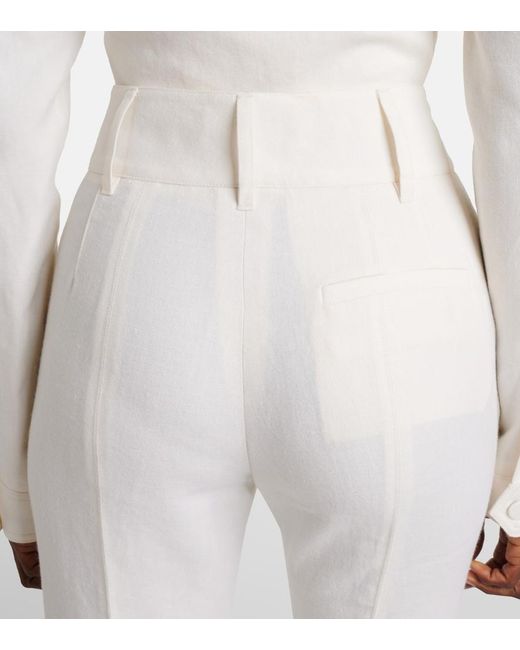 Gabriela Hearst White Rhein High-Rise Linen And Wool-Blend Flared Pants