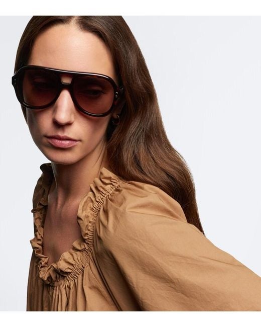 Fendi Brown Five Sisters Aviator Sunglasses