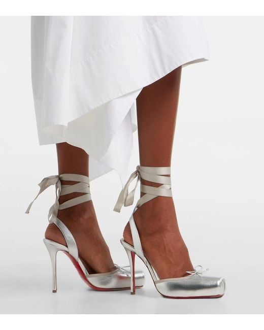 Christian Louboutin White Cassia Metallic Leather Pumps