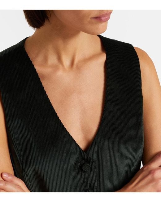 Gabriela Hearst Black Coleridge Cotton Corduroy Vest