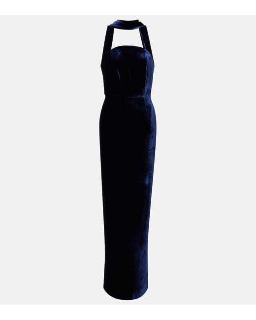 Roland Mouret Black Scarf-Detail Velvet Corset Gown