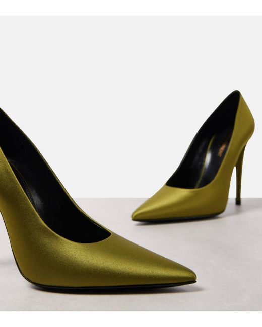 Saint Laurent Green Monceau 110 Satin Crepe Pumps