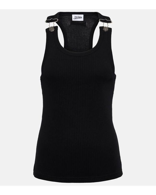 Jean Paul Gaultier Black Ribbed-knit Cotton Tank Top