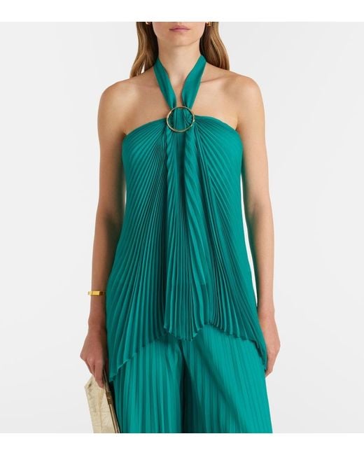 Max Mara Green Valzer Pleated Top