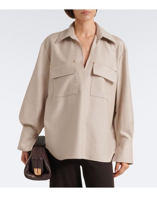 Agnona Natural Embellished Wool Shirt