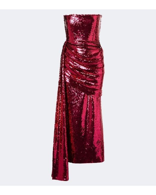 Alex Perry Red Sequined Bustier Dress