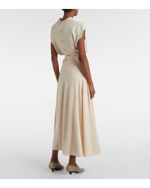 Loro Piana White High-Rise-Midirock Giustina Aus Seide