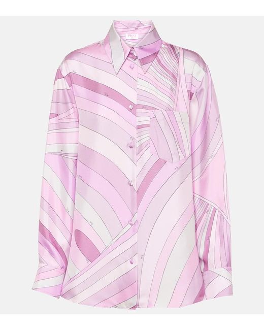 Camisa Iride de sarga de seda Emilio Pucci de color Pink