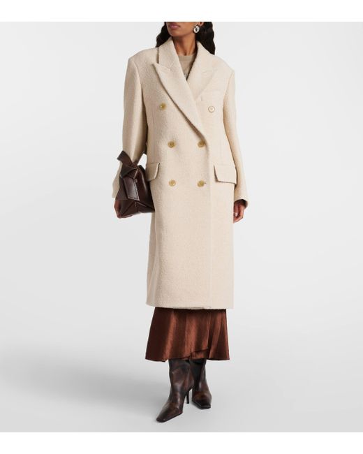 Acne Natural Double-breasted Wool-blend Coat