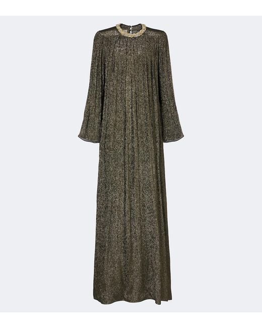 Valentino Green Embellished Silk-Blend Gown