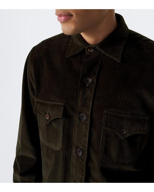 Rubinacci Black Cotton Corduroy Overshirt for men