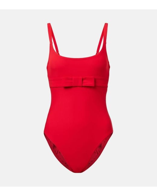 Karla Colletto Red Bow-Detail Swimsuit