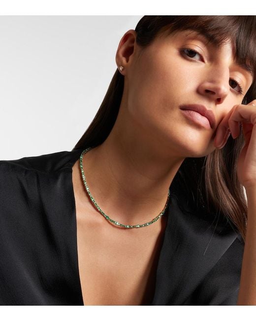 Ileana Makri Metallic Rivulet 18kt Gold Necklace With Emeralds