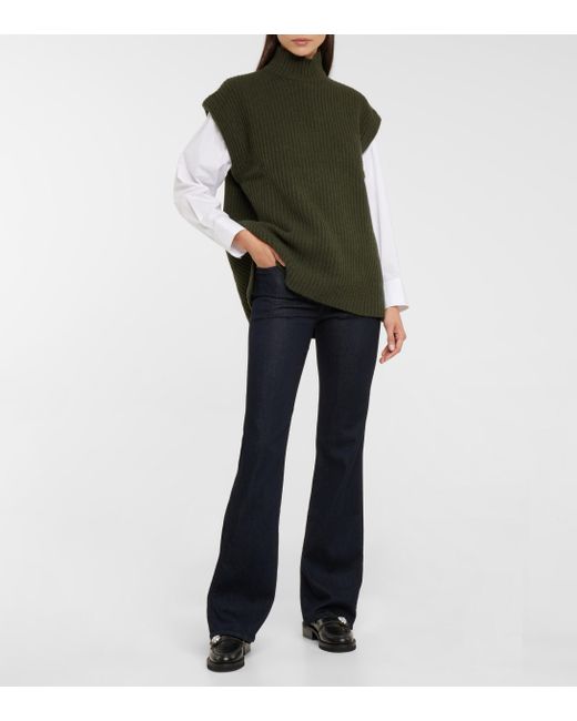 Gilet in maglia a costeGanni in Lana di colore Verde - Lyst