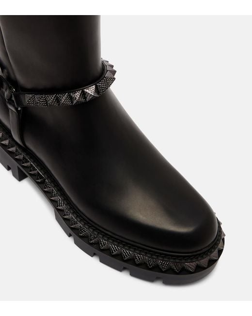 Christian Louboutin Black Verzierte Stiefel Marinetta Aus Leder