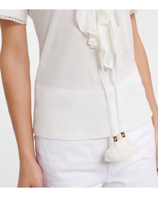 Dorothee Schumacher White Pure Sleekness Ribbed-Knit Cotton Top