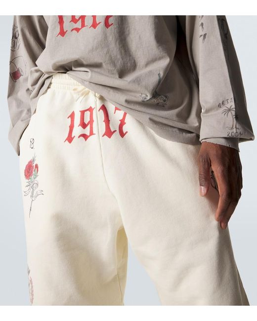 Balenciaga Natural Printed Cotton Fleece Sweatpants for men
