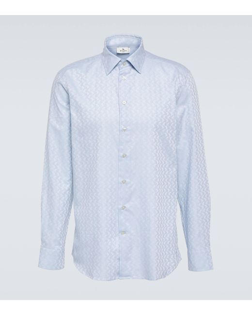 Etro Blue Paisley Cotton Shirt for men
