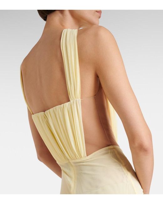David Koma Metallic Ruched Halterneck Gown