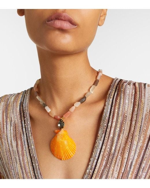 Jennifer Behr Metallic Syrena Embellished Pendant Necklace