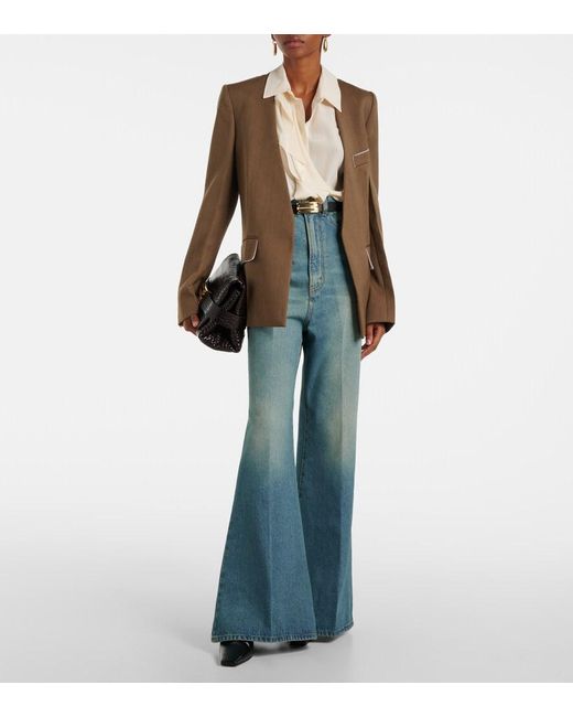 Victoria Beckham Blue High-Rise Flared Jeans