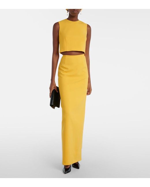 Carolina Herrera Yellow Wool-Blend Crop Top