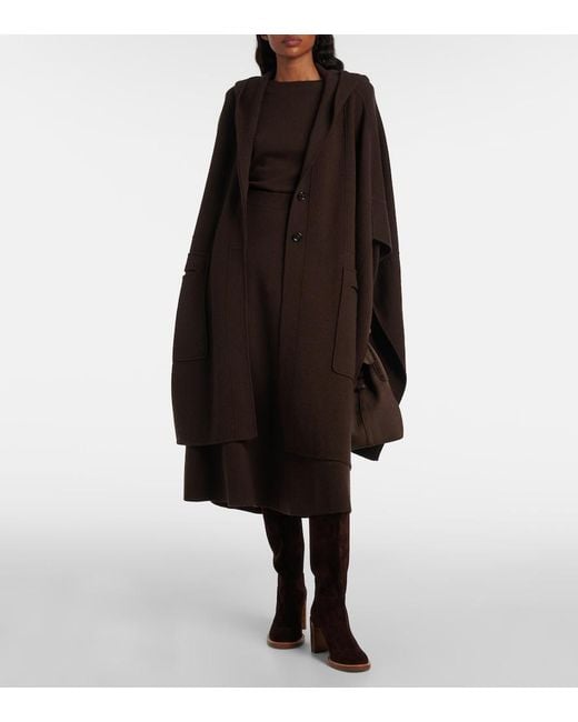 Jardin Des Orangers Black Hooded Wool And Cashmere Cape