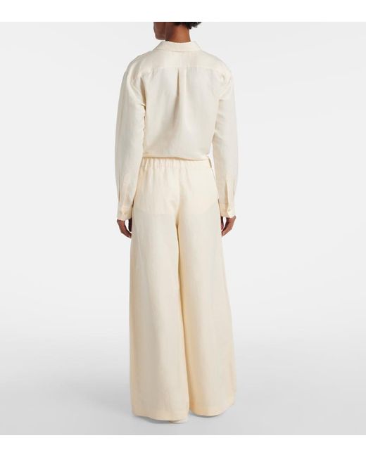 Gabriela Hearst White Gelos Linen And Silk Wide-Leg Pants