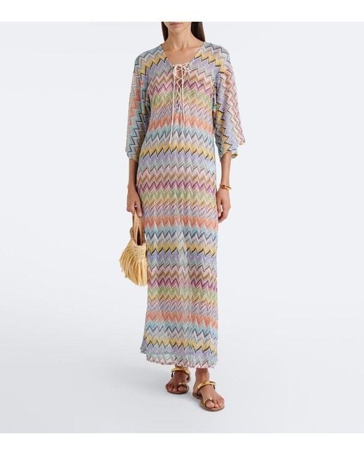 Missoni White Zigzag Lame Kaftan