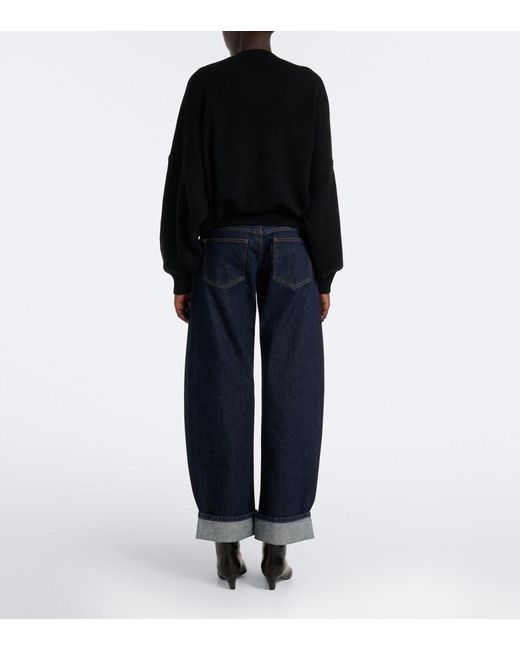 Khaite Blue Karo Mid-Rise Barrel-Leg Jeans