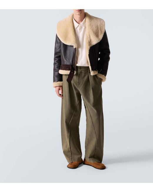 J.W. Anderson Black Shearling-Trimmed Leather Jacket for men