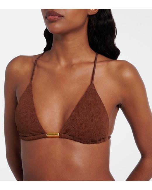 ViX Brown Harper Beaded Triangle Bikini Top