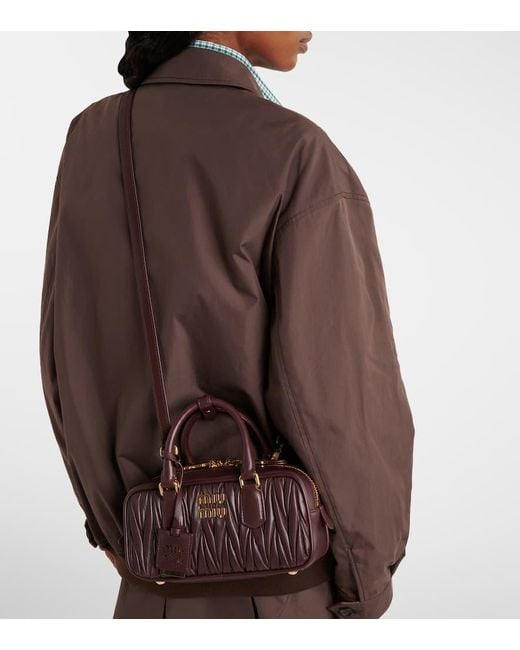 Miu Miu Brown Tote Arcadie Aus Matelasse-Leder