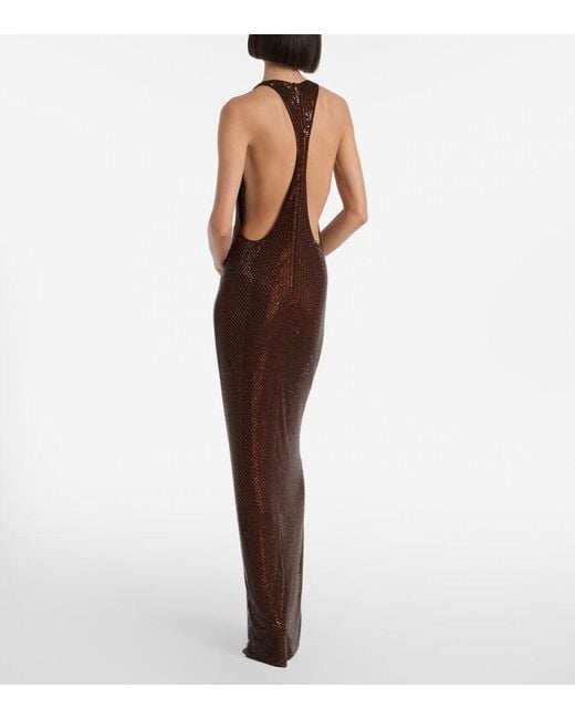 Self-Portrait Purple Rhinestone-Embellished Maxi Dress