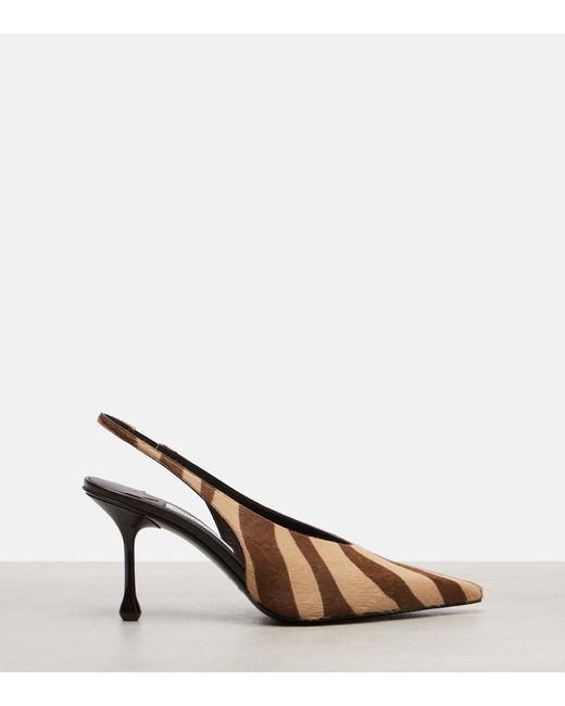 Jimmy Choo Brown Isa 80 Calf Hair Slingback Pumps